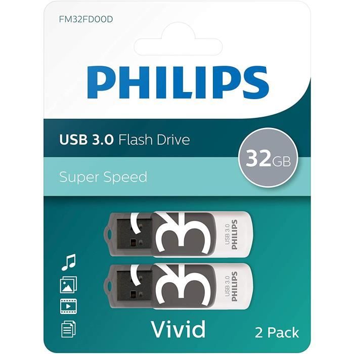 Philips Lot de 2 Ports USB 3.0 - 32 Go - edition Vivid Grey,135