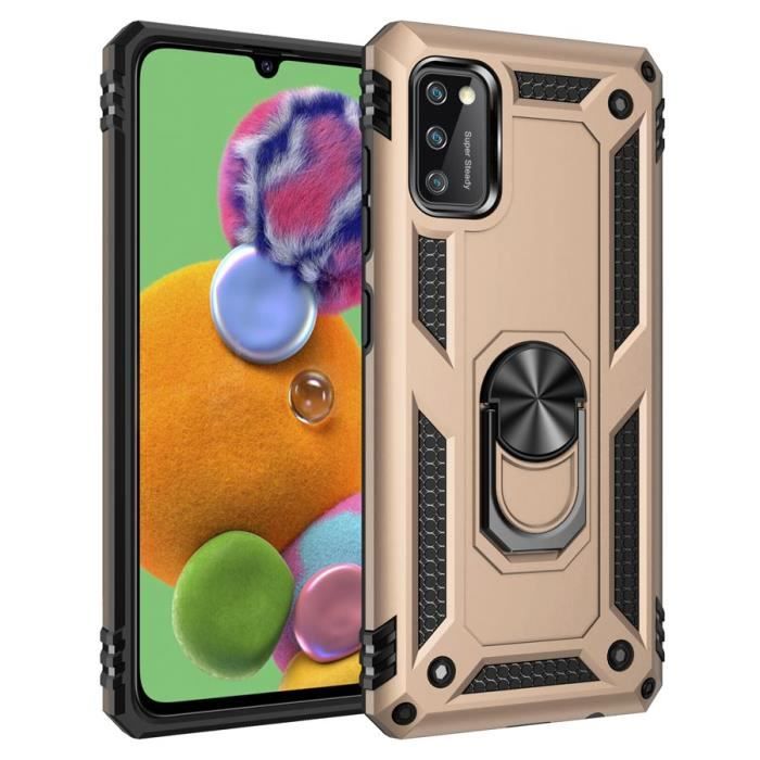 Coque Samsung Galaxy A41, Aimant Support Bague Armure Robuste Silicone Ultra-fin Double Protection Renforcée, Or