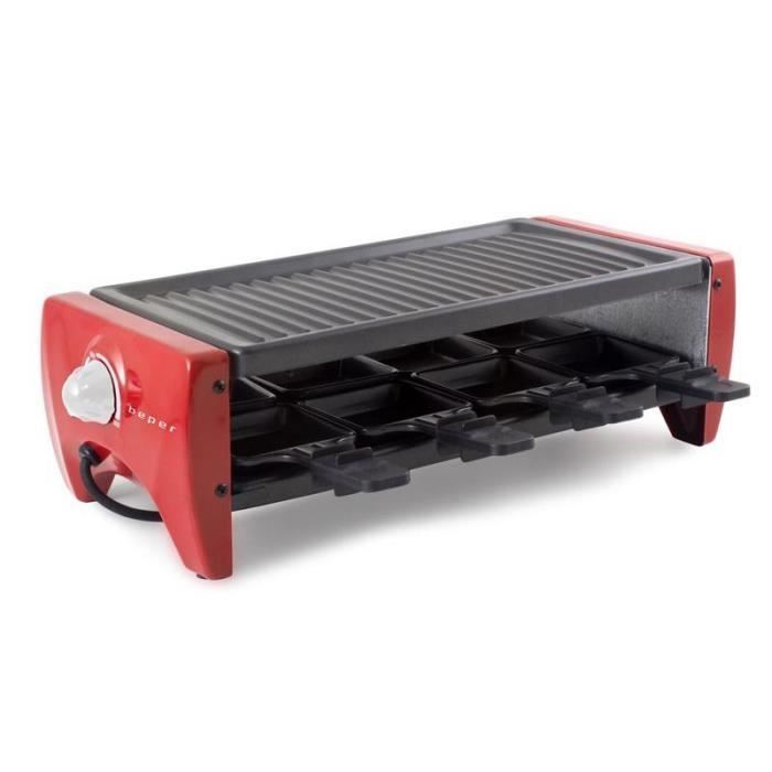 Raclette grille pour 8 personnes 1200W, rouge. Rouge