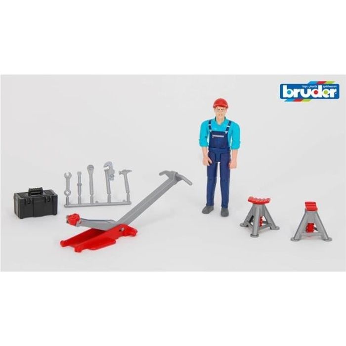 BRUDER 62100 Set mécanicien Bworld avec figurine et accessoires
