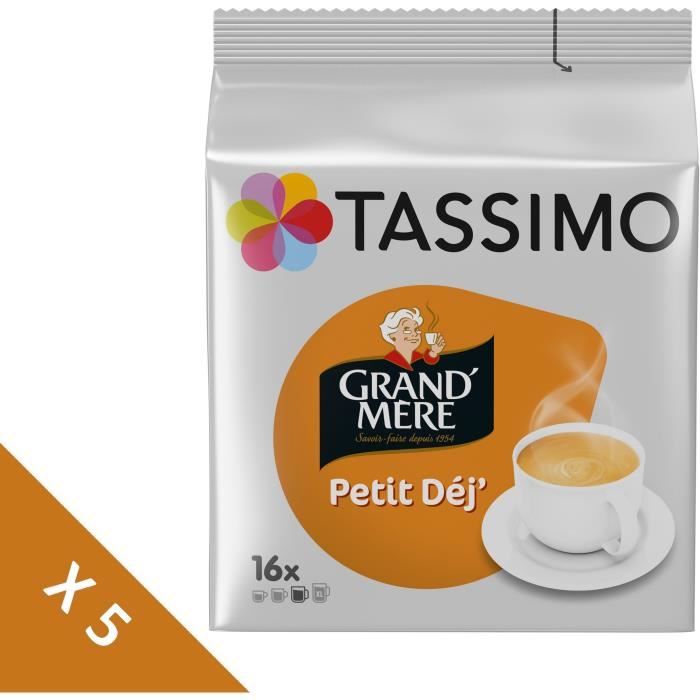 Lot de 5 - Tassimo Grand-mère Petit Dej café en dosettes x16 - 133g