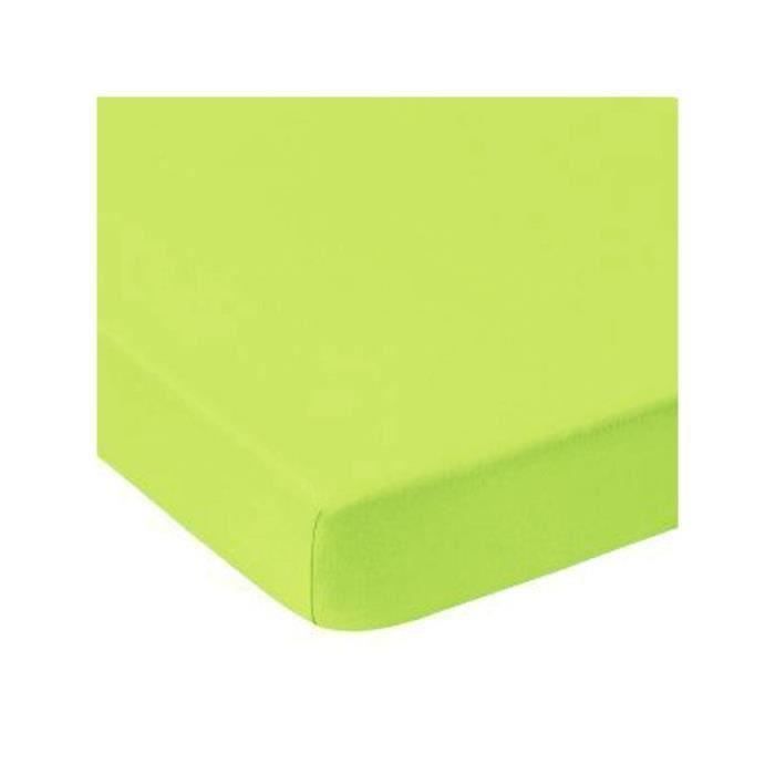 Drap housse 160 x 200 couleur vert pomme 100% COTON 57 fils