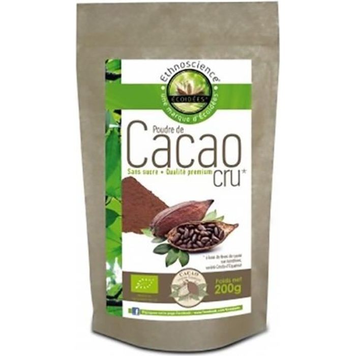 Pure Poudre de cacao cru biologique Poids net :...