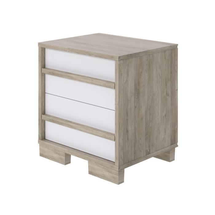 FINLANDEK Chevet CHARLESTON contemporain placage chêne et blanc - L 43 cm