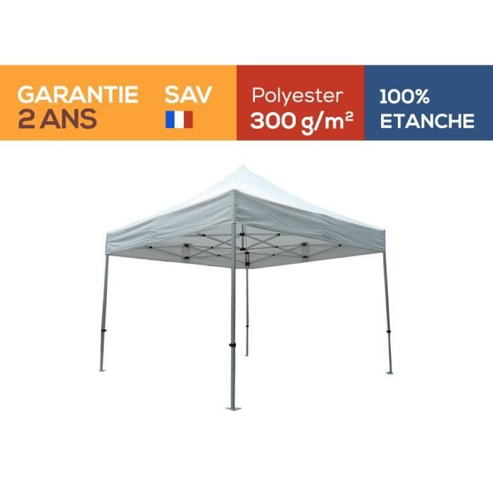 Tente pliante Barnum Tonnelle 3x3m polyester 300g/m² pelliculé PVC tube aluminium 40mm hexagonal Montage minute