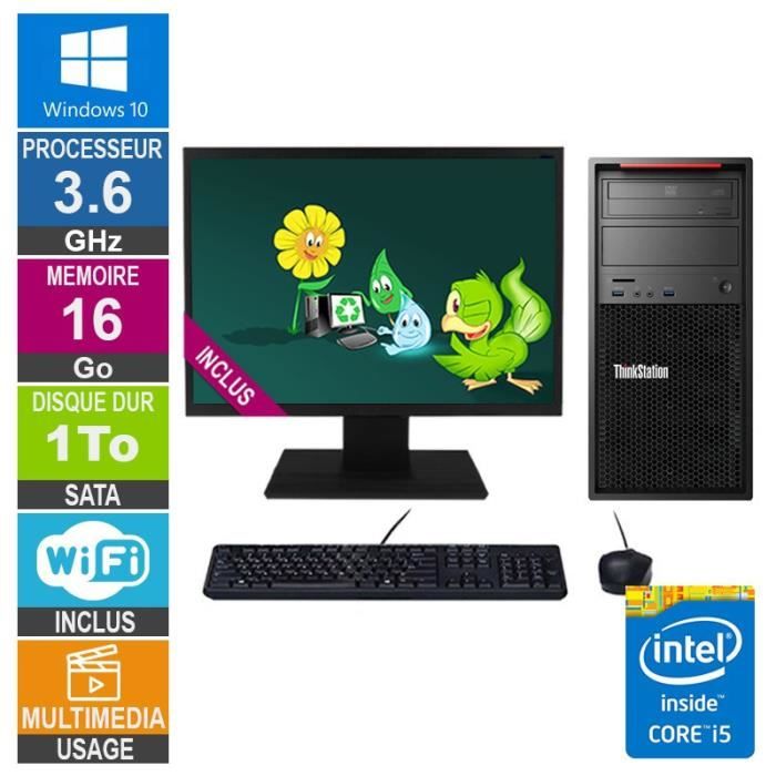 Pc Lenovo Thinkstation P300 30ah I5-4570 3.60ghz 16go/1to Wifi W10 + Ecran 20