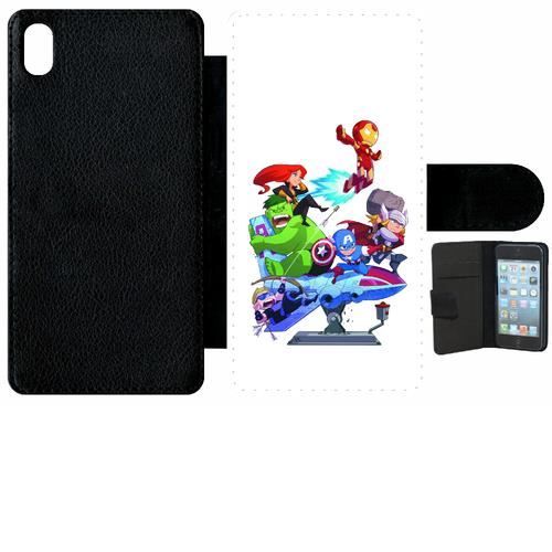 Etui à rabat xperia z3 - super heros cartoon - simili-cuir - noir