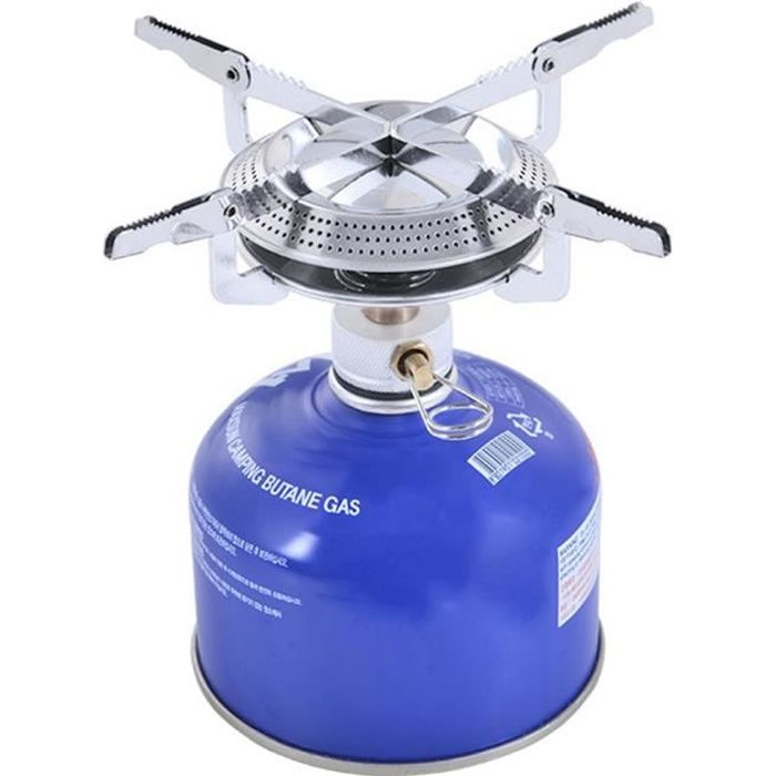 Réchaud portable brûleur pliant Minicamping brûleur four Head Batterie de cuisine pour pique-nique d'argent