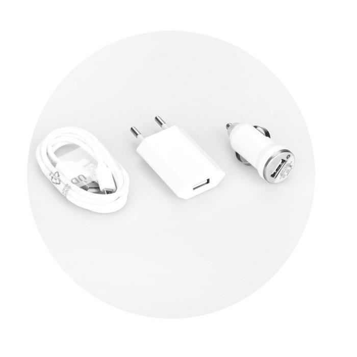 chargeur secteur maison auto voiture câble dâta usb 3 en 1 blanc ozzzo pour Samsung Galaxy A71 5G
