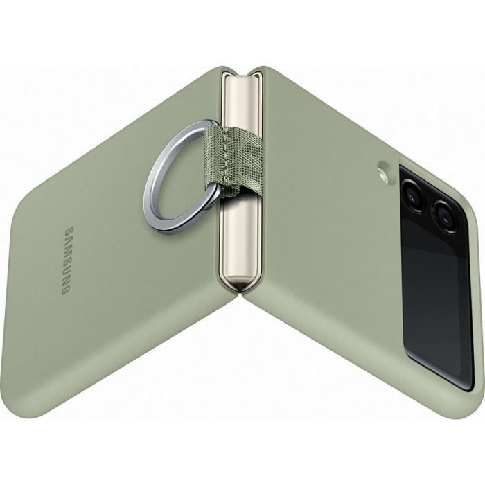 SAMSUNG Coque silicone avec anneau Z Flip3 - Vert Olive
