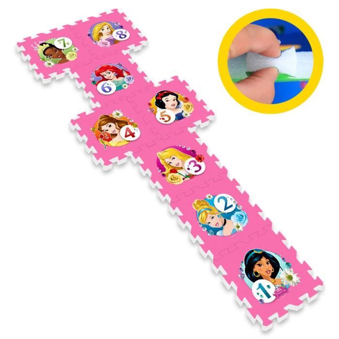 DISNEY PRINCESSES Tapis Puzzle Marelle en Mousse avec Sacoche 8 pièces