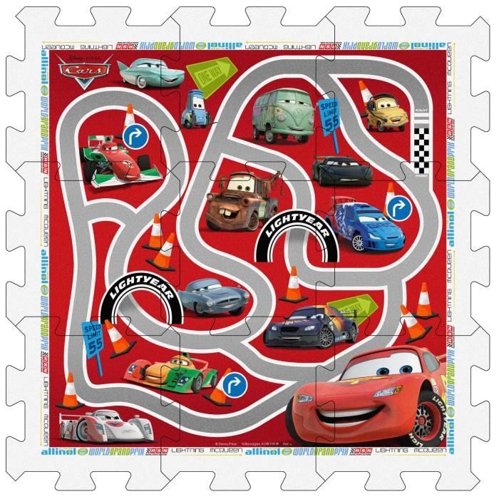 CARS Tapis Puzzle en Mousse avec Sacoche, 9 pièces