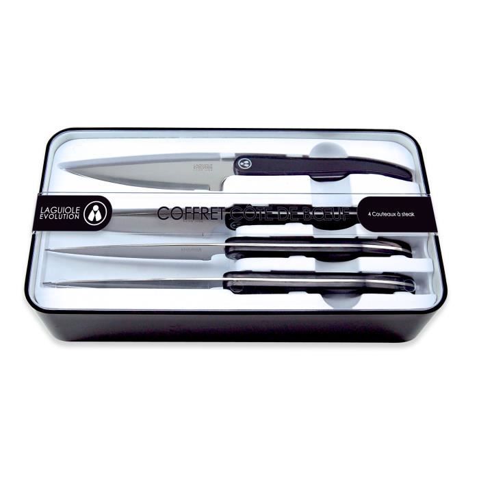 LAGUIOLE Set 4 Couteaux Côte de Boeuf NOIR