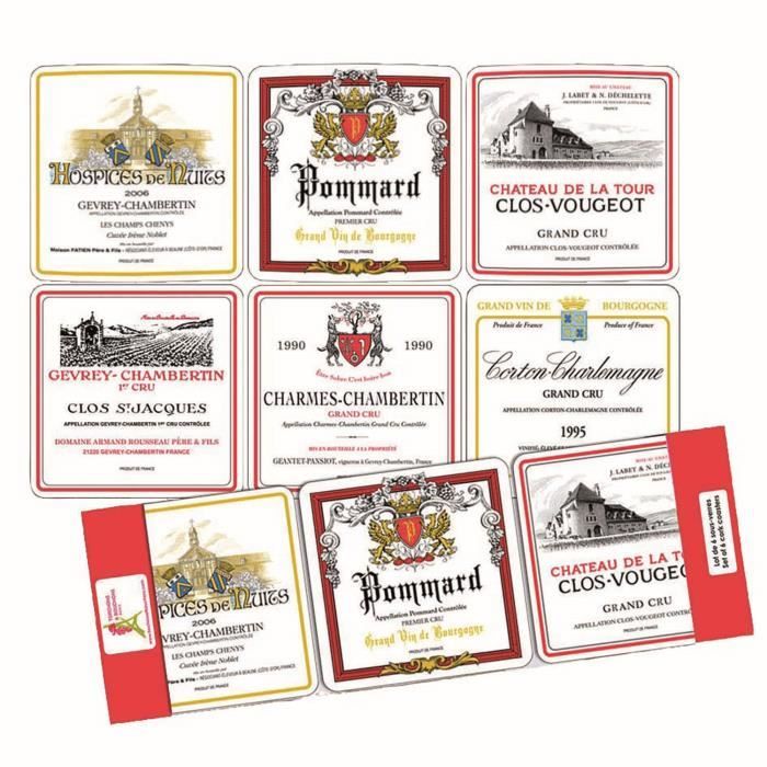 Lot de 6 sous-verres Bourgogne 10 x 10 Torchons & Bouchons 10 X 10 UNIQUE