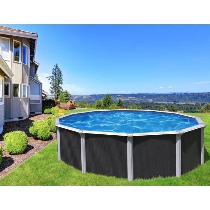 Kit Piscine hors sol acier TRIGANO Osmose - 395 x 132 cm - Ronde (Livrée avec kit filtration, tapis de sol, et échelle de sécurité)