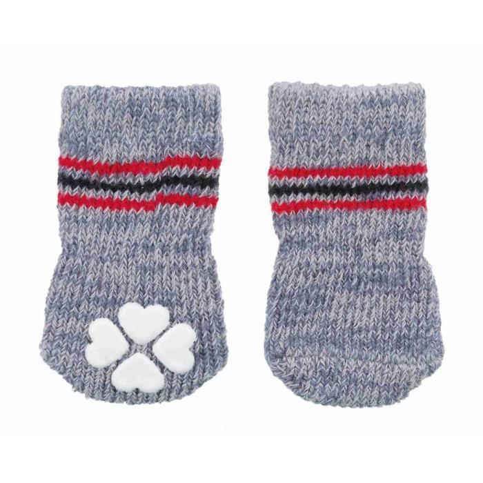 Chaussettes pour chien, anti-dérapantes - XXS-XS, 2 pcs, gris