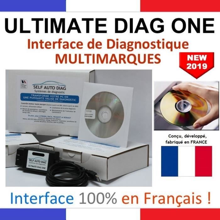 Valise diagnostic auto ULTIMATE DIAG ONE - Interface diagnostique multimarque OBD et logiciel SELF AUTO DIAG distribué sur CD-ROM