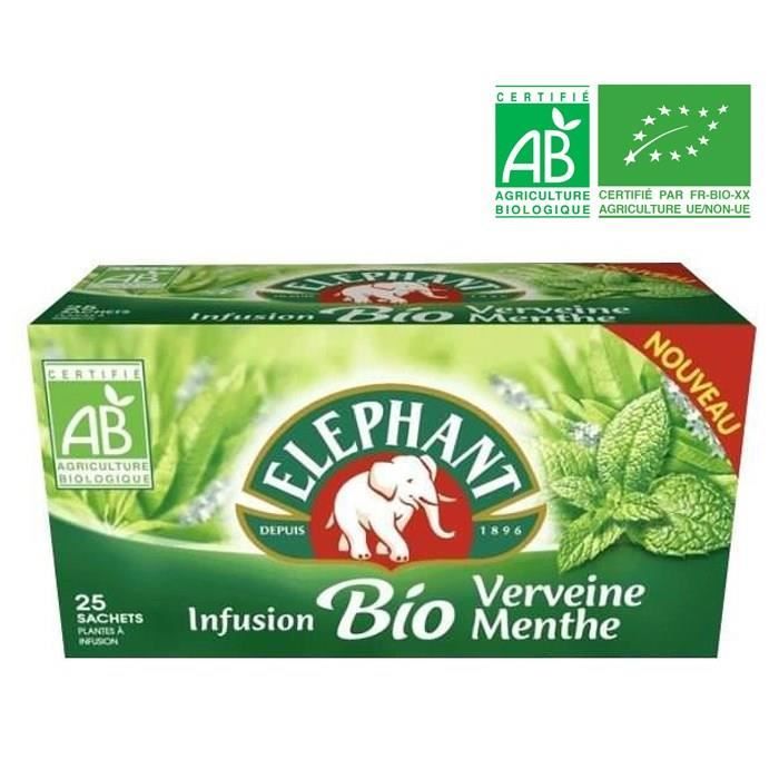 ELEPHANT 25 sachets - Infusions bio verveine menthe