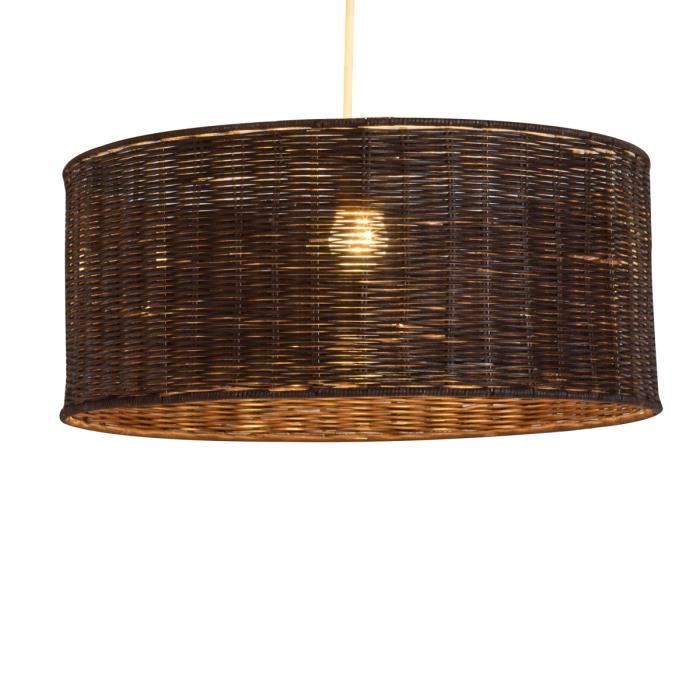 Suspension TAMBOUR Rotin D38 - Wengé