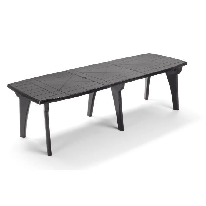 Table de jardin avec rallonge Lipari 2 - 8 à 10 places - 250 x 90 x 72, 8 cm - Gris anthracite
