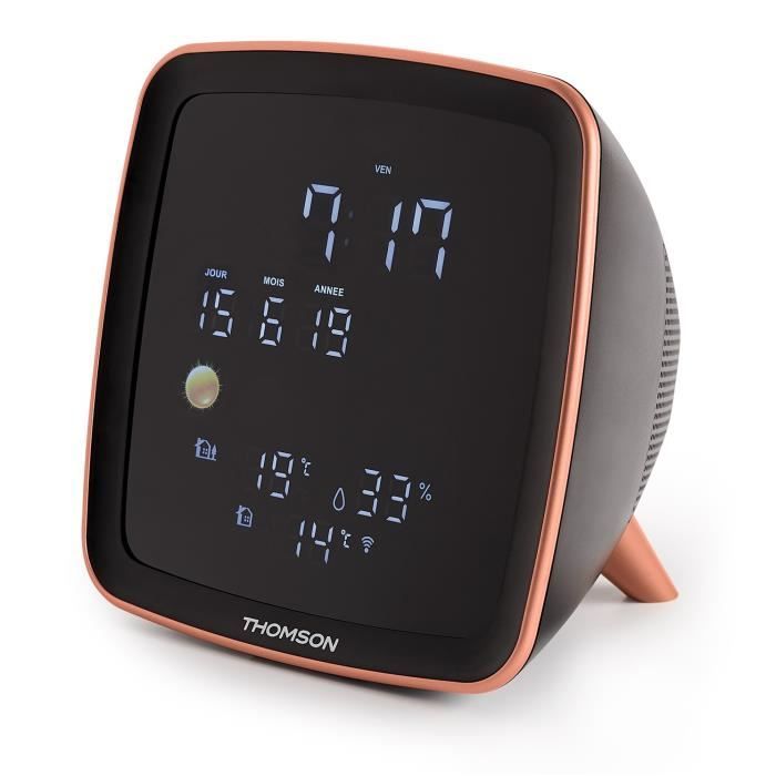 THOMSON CT500BT - Radio réveil et station météo sans fil - Bluetooth - Radio FM - Double alarme - 15W