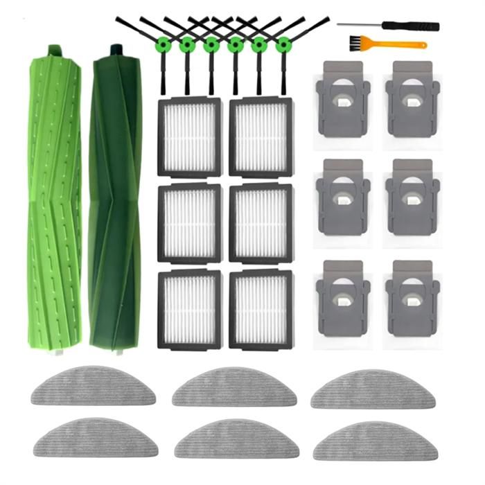 Kit Accessori Per IRobot Roomba Combo I5, I5+, J5, J5+ | 24 Pezzi: 4 Spazzole Gomma, 10 Laterali, 10 Filtri HEPA, Ricambi Compatibili - 5