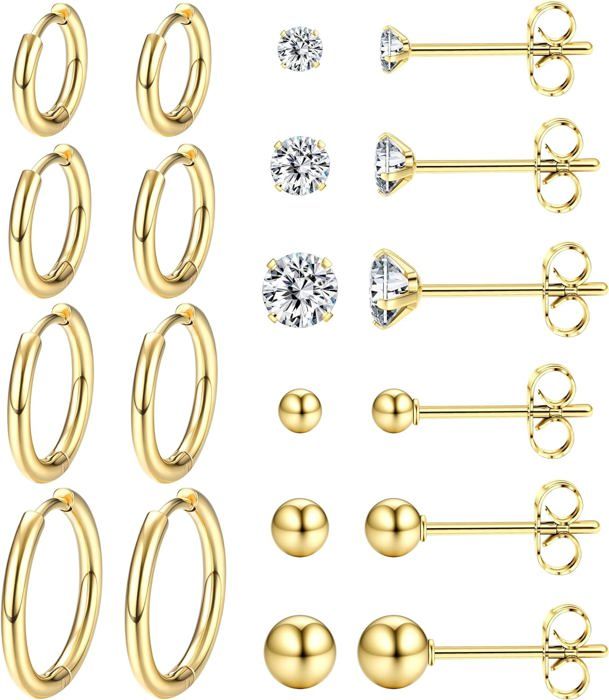 Lot De 2 Paires De Boucles D'oreilles – Plaqué Or Poinçonné – Clous – Neuves