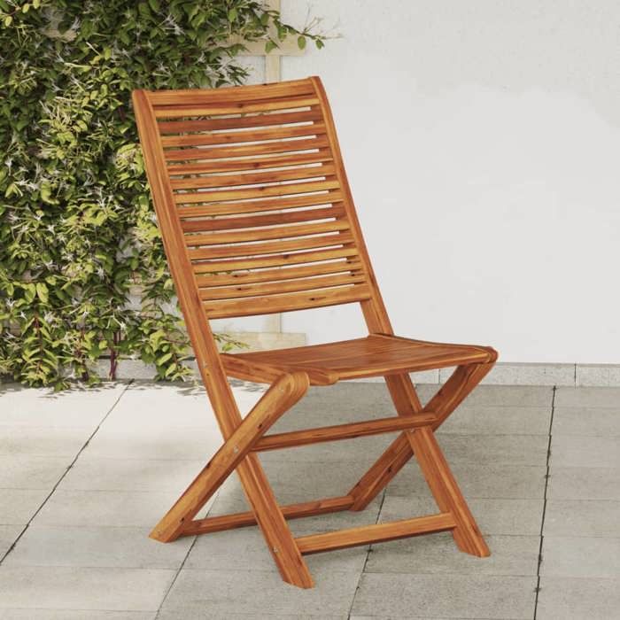 vidaXL Chaises pliantes de jardin lot de 2 bois d'acacia solide chaise de jardin siège d’extérieur chaise d’extérieur 367696