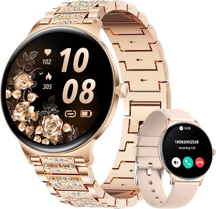 Montre Connectée Femme Avec Appel BluetoothSmartwatch Ip68 Avec Fonction Féminine120+ Modes SportFréquence CardiaqueSommeilSp - vue 2