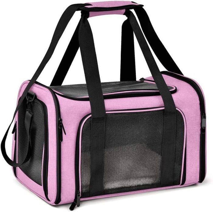 Meilleurs prix pour Sac Transport Chat Chien, Caisse de Transport Pliable, Sac pour Animaux de Compagnie, Caisse de Transport Chat Respirant(L, Rose)