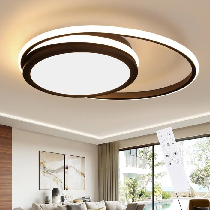NETTLIFE Plafonnier LED Salon - Grande lampe de salon moderne 94 cm dimmable 72 W avec télécommande