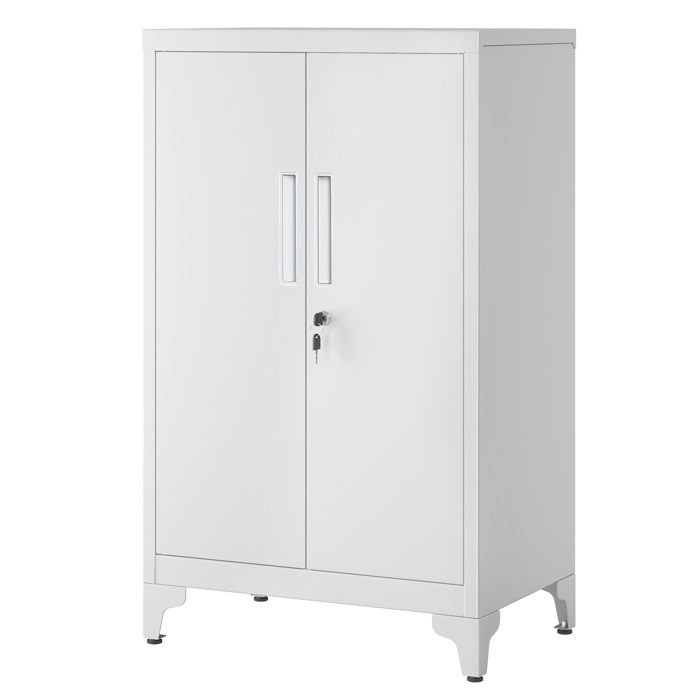 Caisson de Bureau à 2 Portes Verrouillable en Acier pour Bureau Salon Gris Mat Caisson de Bureau à 2 Portes Verrouillable en Acier pour Bureau Salon Gris Mat