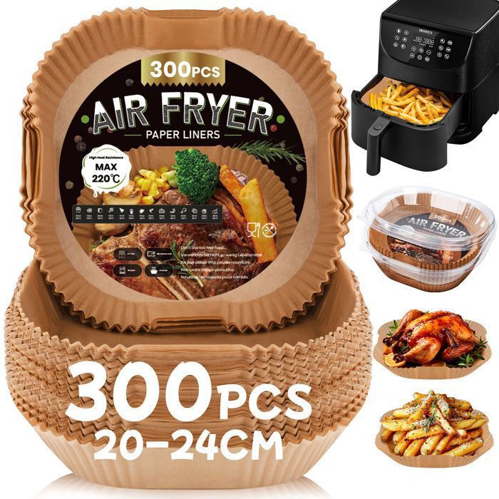 Balitta Papier cuisson air fryer - 300 pièces 20 x 24cm Food-Grade BPA gratuit pour friteuse sans huile 5 à 8 litres