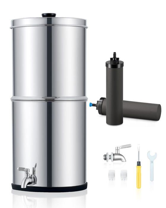 Système Filtration Eau Gravité Umisu 8.5L - Acier Inox 304, 8 étapes, Sans électricité