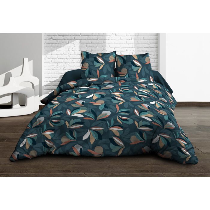 Parure Drap plat + drap-housse 140x190 + 2 T - Pur coton 57 fils - Lena Parure Drap plat + drap-housse 140x190 + 2 T - Pur coton 57 fils - Lena