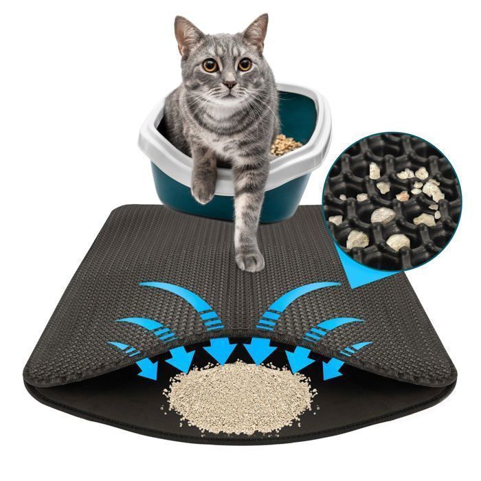 Comparer les prix de Tapis de Litière pour Chat Charly - Conception en Nid d'Abeille à Double Couche, Lavable, 61 x 38 cm, Anthracite