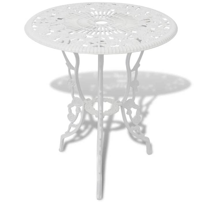 Bonne qualité - Salon dextérieur Ensemble de bistro 3 pcs - 2 chaises de jardin avec table - Aluminium coulé Blanc DECO M8598499