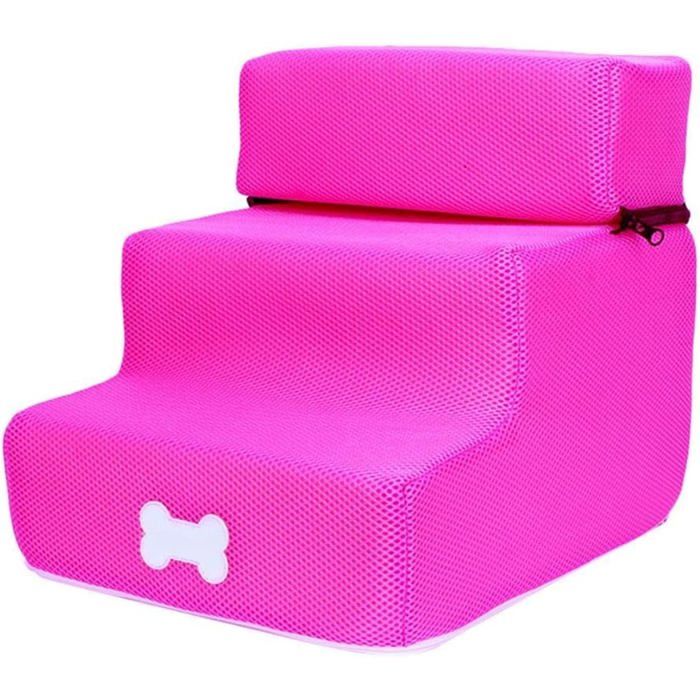 Meilleurs prix pour Escalier pour Chien Échelle Antidérapante Pour Chien À 3 Marches Marches Amovibles Et Lavables pour Animaux De Compagnie Rose