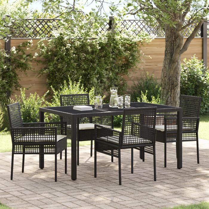 vidaXL Table de jardin avec chaises en poly rattan Ensemble de 5 pièces - vue 2
