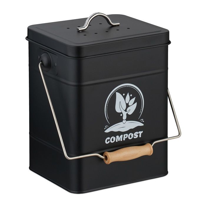 Relaxdays Seau à Compost Avec Filtre Anti-odeur 6 Litres