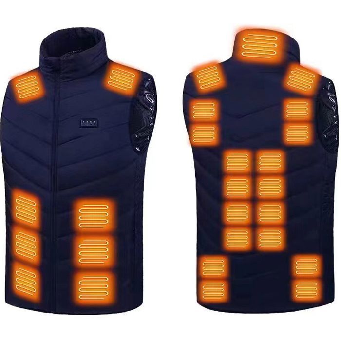 Doudoune Chauffant Intelligent USB - Unisexe - Bleu - Doudoune Sans Manche - Chauffante à 27 Zones - Confortable Léger S-4XL