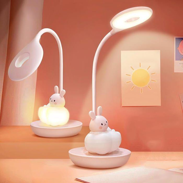 Lampe de bureau LED pour enfant fille 3 niveaux de lumière 5 combinaisons tactile rose LAMPE A POSER