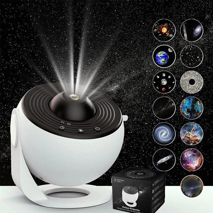 ALLOMN 13-in-1 melkwegprojector voor slaapkamer, planetarium- sterrenprojector met 13 filmschijven en 6 RGB-lichteffecten, sterrenhemelprojectoren, planetarium, nachtlampje met timer voor volwassenen