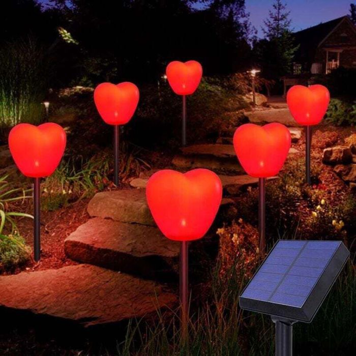 Lampe solaire - PZCC - Lot de 6 - Rouge - Étanche IP55 - LED blanc chaud