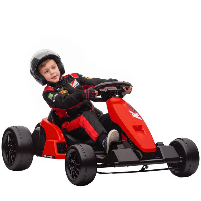 Kart électrique pour enfants - AIYAPLAY - moteur 2 x 150W mode drift siège réglable - 115x77x555cm - PP et métal - rouge