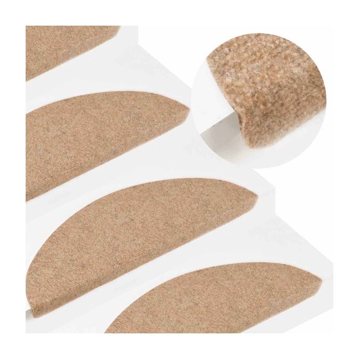 vidaXL Tapis de marches descalier auto-adhésifs lot de 15 56 x 17 x 3 cm beige