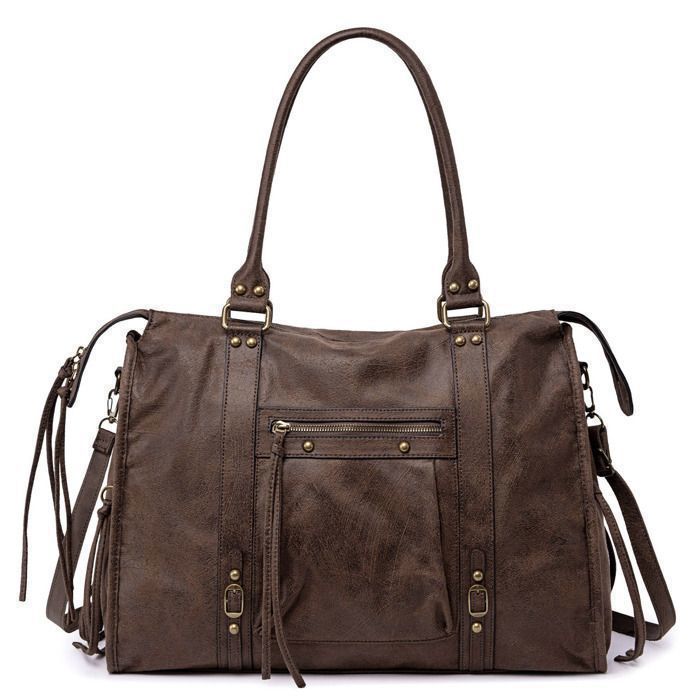 David Jones - Grand Sac à Main Femme Cabas Fourre-Tout XL Suède Daim Cours Lycée Travail Format A4 Nubuck Irisé Clou Vintage Marron David Jones - Grand Sac à Main Femme Cabas Fourre-Tout XL Suède Daim Cours Lycée Travail Format A4 Nubuck Irisé Clou Vintage Marron
