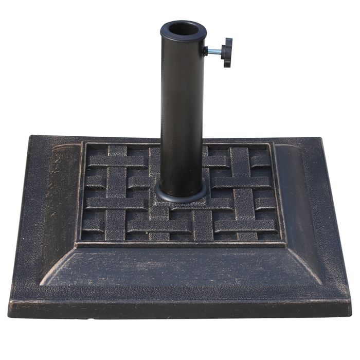 Pied de parasol - 9 kg - Résine polyester - Bronze - 44x44x33 cm - Stable - Résistant aux intempéries - Tube en acier