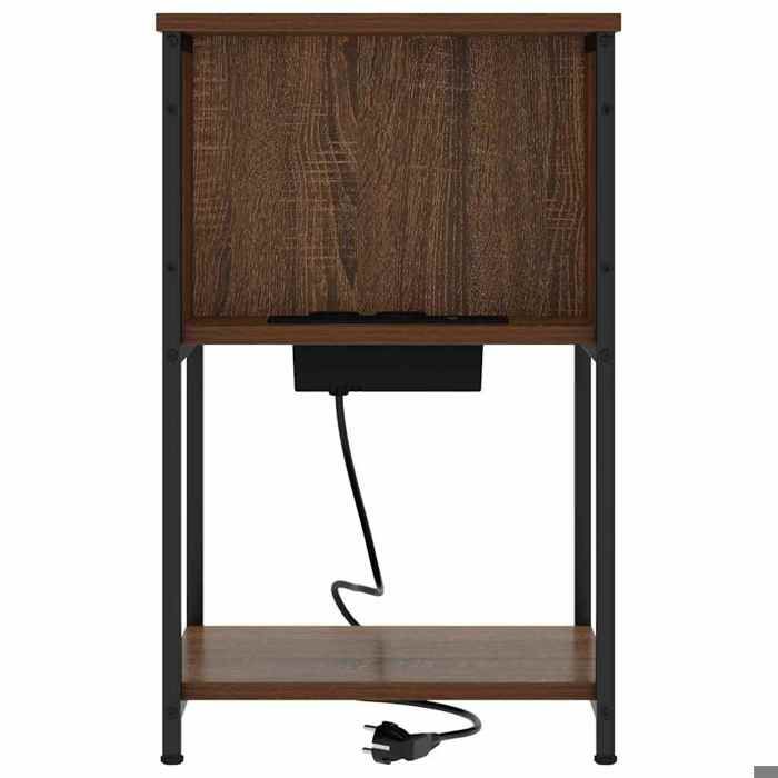 Cabinet de Lit Moderne Marron Table de chevet/nuit avec rangement Chêne marron 38x31x61 cm CC4147
