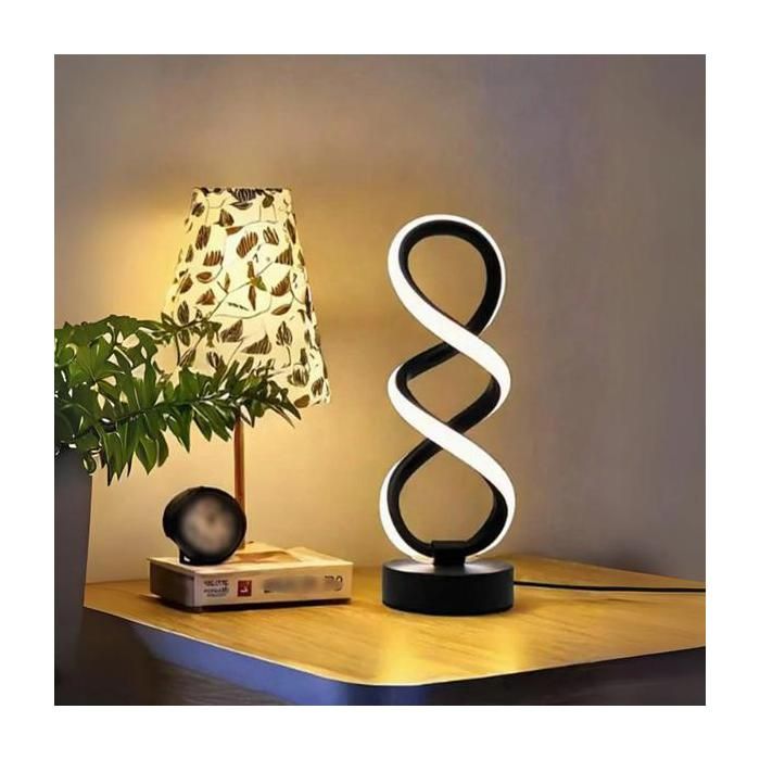 Lampe de table moderne en spirale RGB veilleuse décorative LED créative en forme de spirale noire